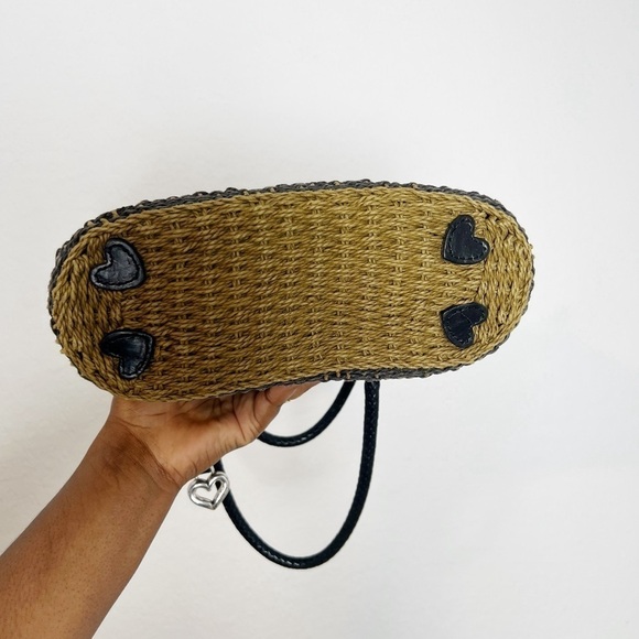 Brighton Black Woven Straw Satchel Shoulder Bag - Picture 5 of 10